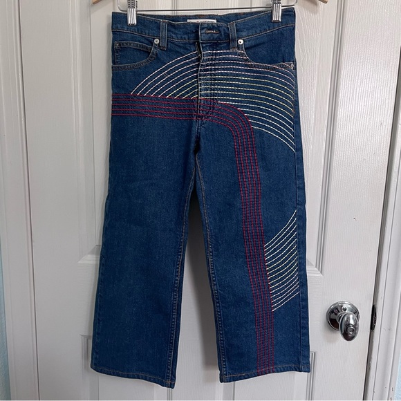 See by Chloe Size 25 Embroidered Straight-Leg Cropped Jeans- Blue (FLAWED) - Picture 2 of 15